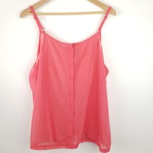 Torrid Sleeveless Redish With White Polka Dots Top